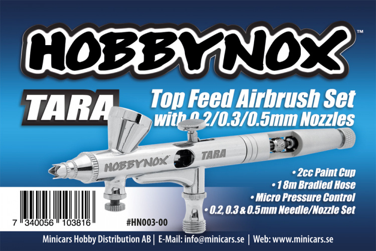 Hobbynox TARA Airbrush Top Feed 0.2/0.3/0.5mm 2cc 1.8m Slang