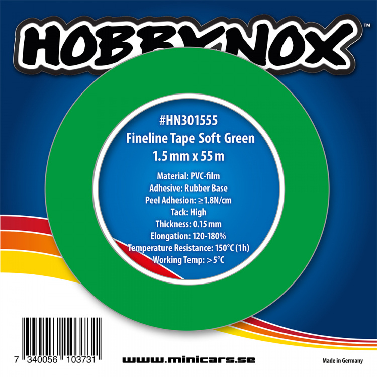 Hobbynox Fineline Maskeringstejp Grön Soft 1.5mmx55m
