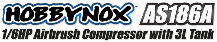 Hobbynox Airbrush Kompressor 1/6HP med 3L Tank (0-4BAR)