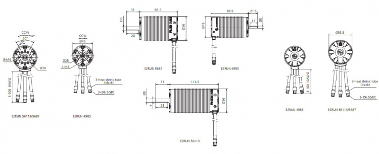 Hobbywing Motor EzRun 5687 1100kV Sensorlös