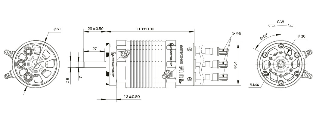 Hobbywing Motor Seaking 54113SL 800kV V2 Båt 8-12S