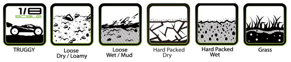 Louise Däck & Fälg T-ROCK 1/8 Truggy Soft Svart (2)