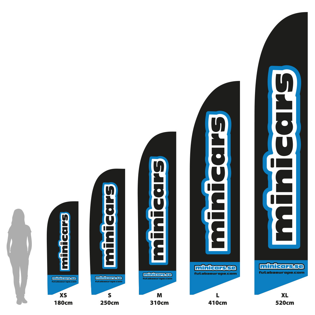 Beachflagga Minicars - L 410cm