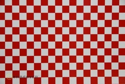 Oracover Fun 4 Vit-röd rutig 2m