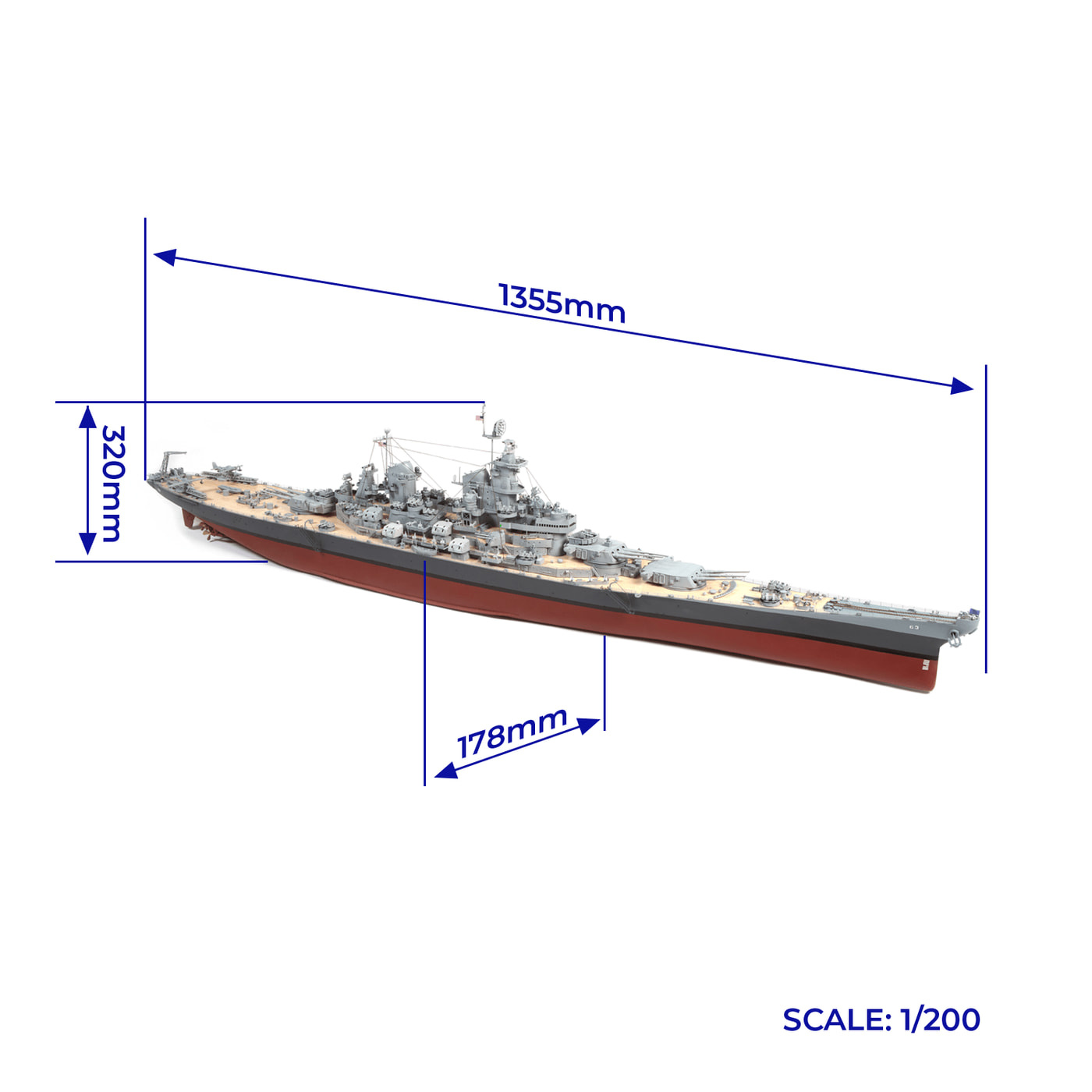 OcCre USS Missouri (BB-63) 1/200 Slagskepp 1355mm