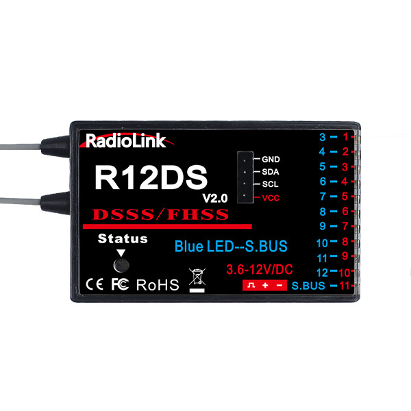 RadioLink AT10II Radio Mode1 med 2st R12DS Mottagare & 2st PRM-01