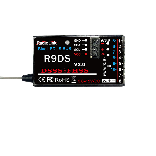 RadioLink AT9S Pro Radio Mode1 med 2st R9DS Mottagare