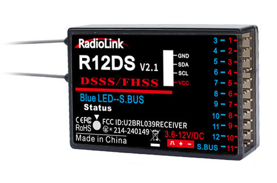 RadioLink Mottagare R12DS 12-kanaler (AT9,AT9S,AT10,AT10ll)