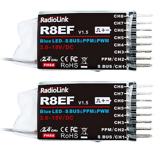 RadioLink T8S RC Sändare Mode-1 med LiPo & 2x R8EF Mottagare