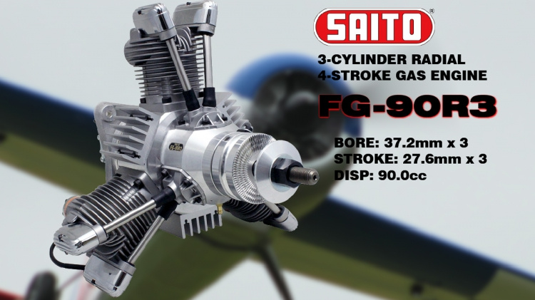 FG-90R3 90cc 4-takts 3-cyl Stjärnmotor Bensin