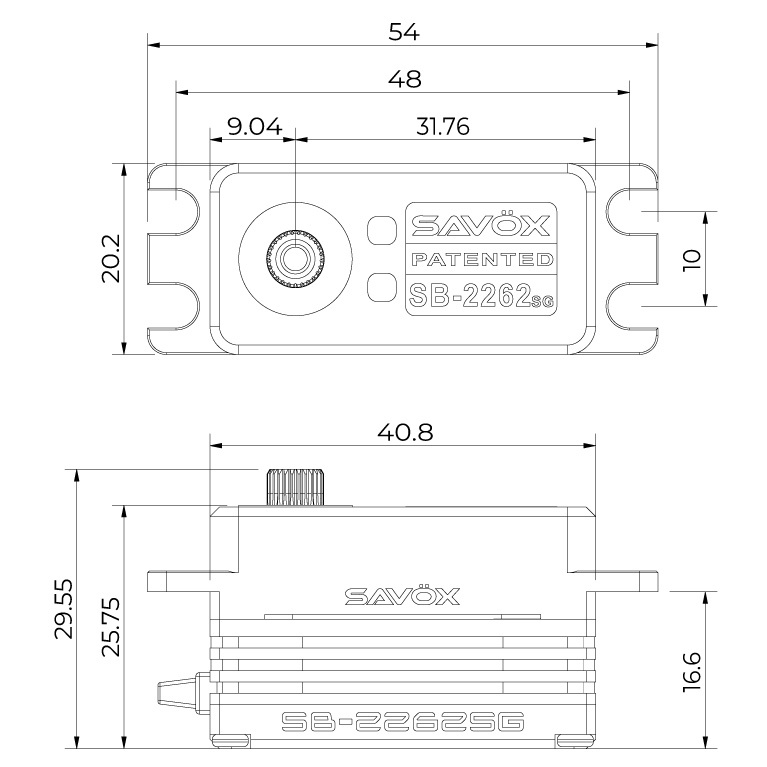 SAVÖX SB-2262SG Servo 25Kg 0.08s HV Alu Brushless Ståldrev Lågt