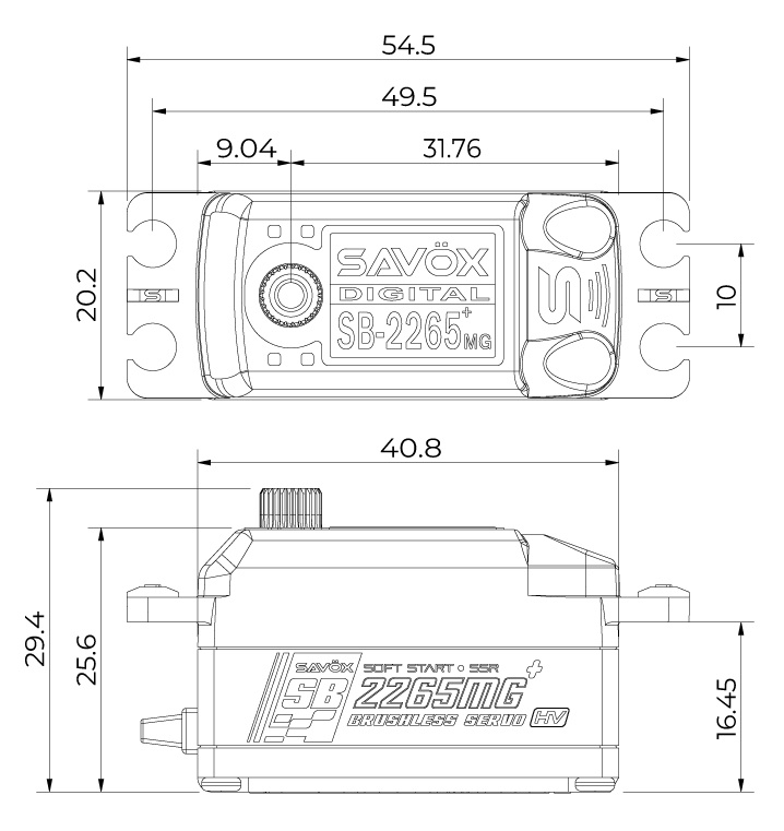 SB-2265MG Plus Servo 13Kg 0,08s HV Brushless Metalldrev Lågt