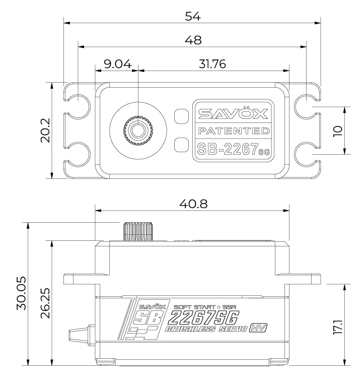 Savöx SB-2267SG Servo 25Kg 0.08s HV Alu Brushless Lågt Ståldrev