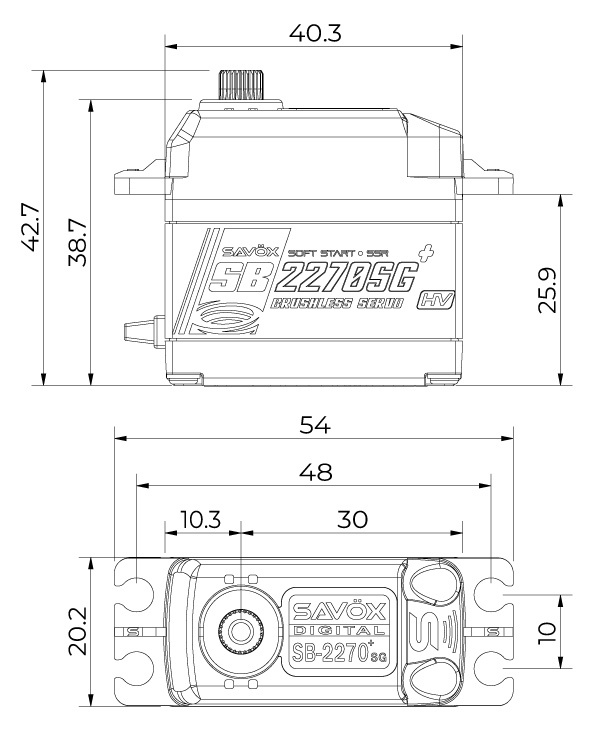 SB-2270SG Plus Servo 40Kg 0,12s HV Alu Brushless Ståldrev