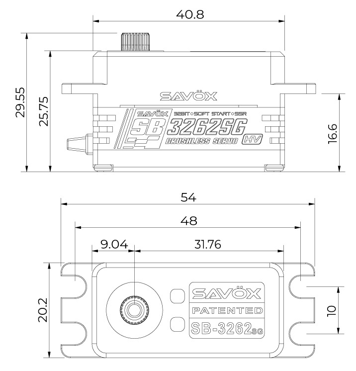 Savöx SB-3262SG Servo 28Kg 0.08s HV Alu BL Ståldrev Lågprofil