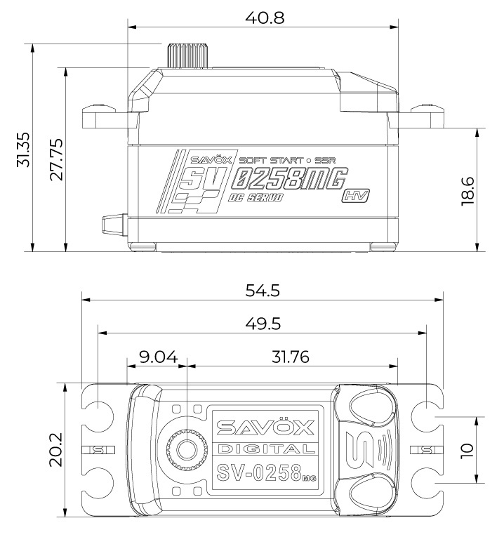 Savöx SV-0258MG Servo 8Kg 0.11s HV Metalldrev Lågprofil