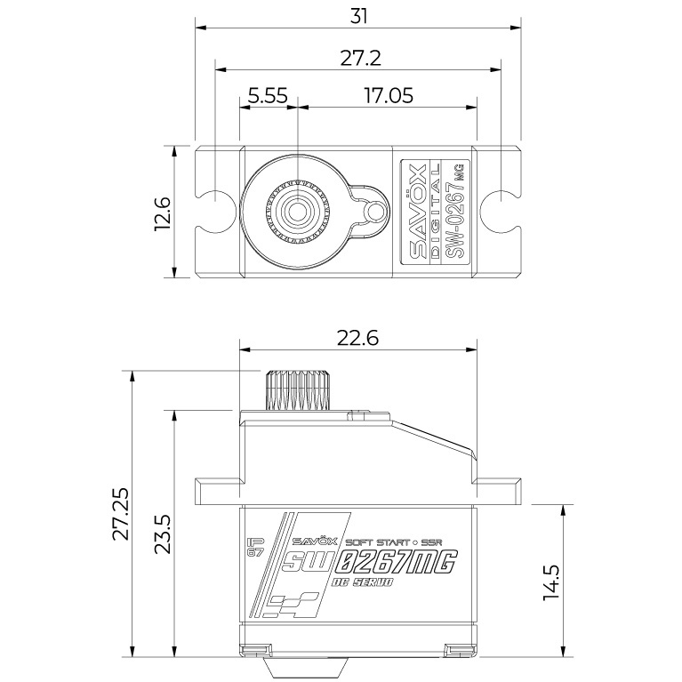 Savöx SW-0267MG Servo 6Kg 0.135s Metalldrev Mikro WP