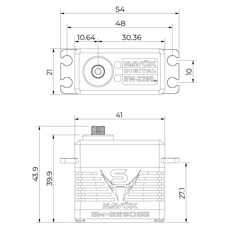 SAVÖX SW-2290SG Servo 50Kg 0.13s HV Alu Brushless Ståldrev WP