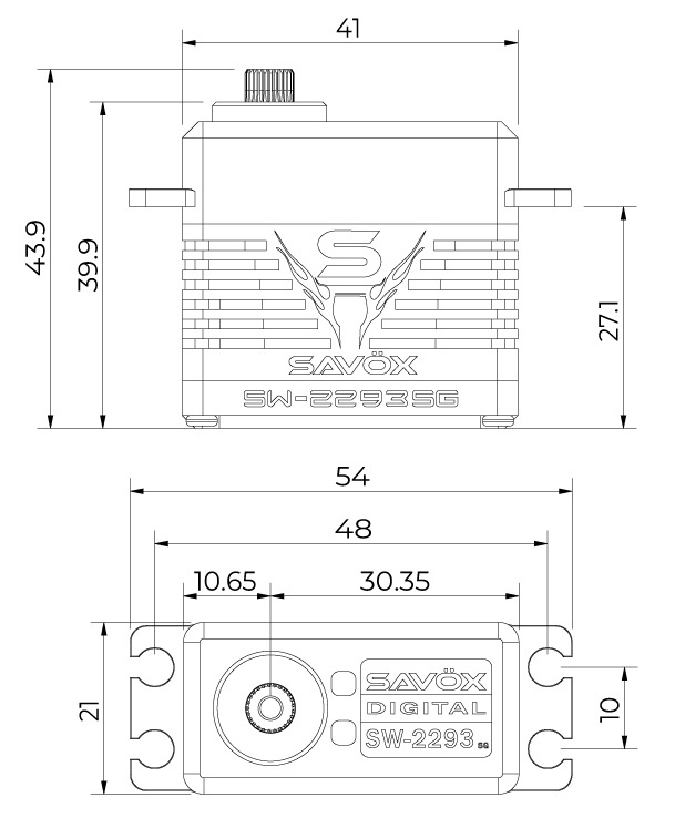 Savöx SW-2293SG Crawler Servo 75Kg 3S LiPo Powered Alu BL Ståldrev WP