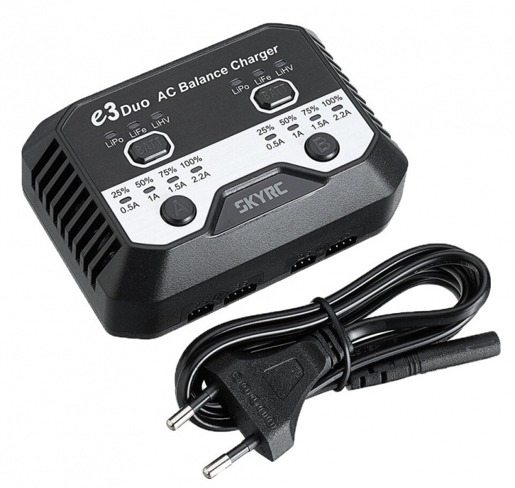 SkyRC e3 Duo Laddare 2-3s LiPo/LiFe/LiHV 240VAC