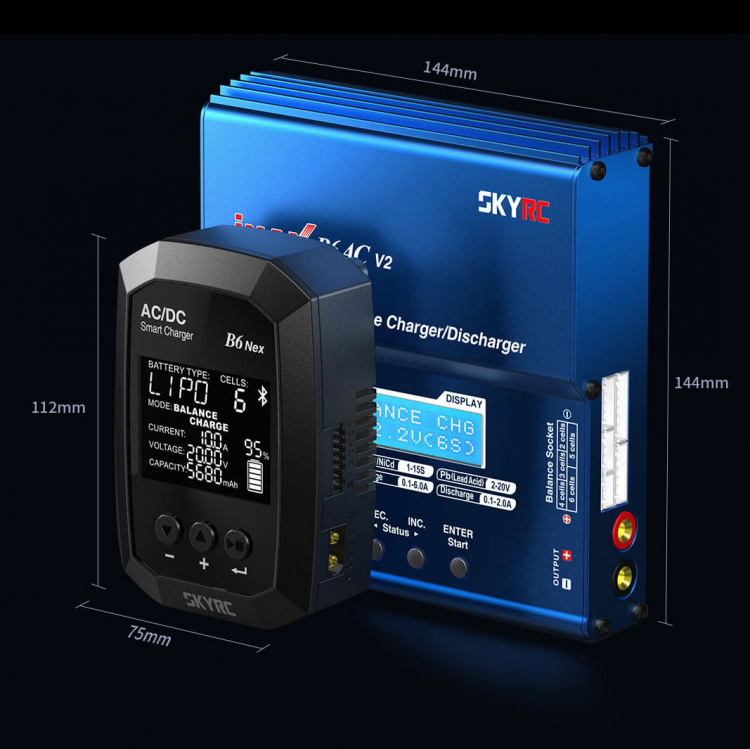 SkyRC B6 Nex Laddare LiPo/LiFe/LiHV 1-6S, NiMH 50W 240AC