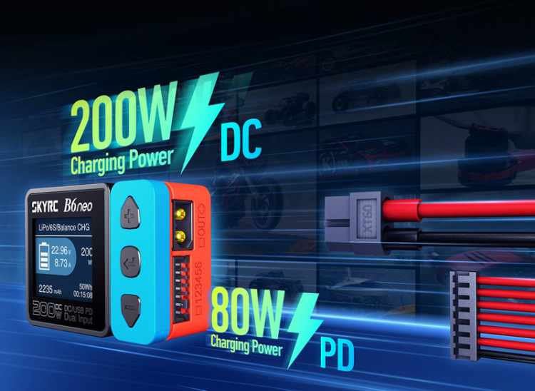 SkyRC B6neo DC Laddare Input 10-28volt, 12A Svart/Grå