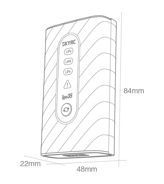 SkyRC Type35 LiPo/LiHV/LiFe 2-4s 35W Laddare för USB-C PD