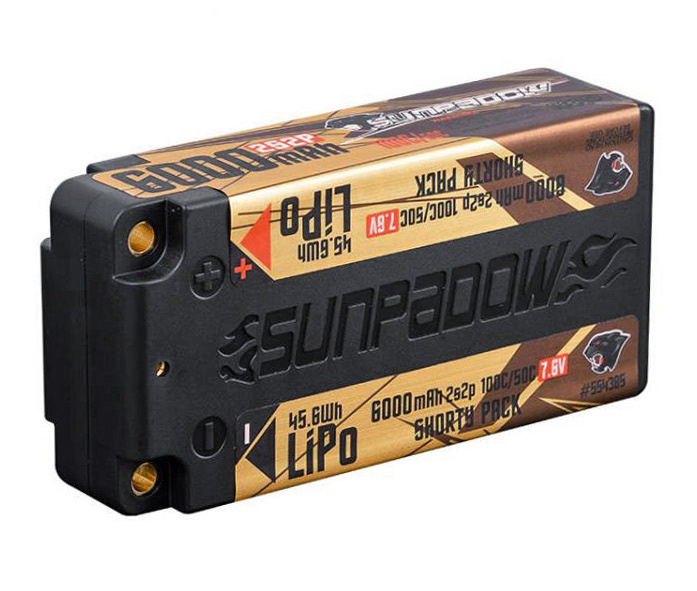 Sunpadow Li-Po Batteri 2S 7,6V 6000mAh 100C Shorty HV