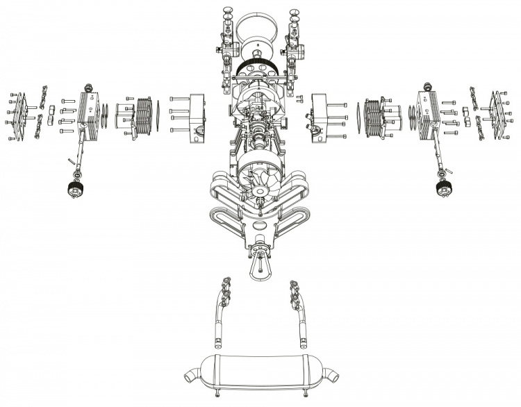 Toyan FS-B400 4-Cyl Boxer Metanolmotor 4-Takt Byggsats