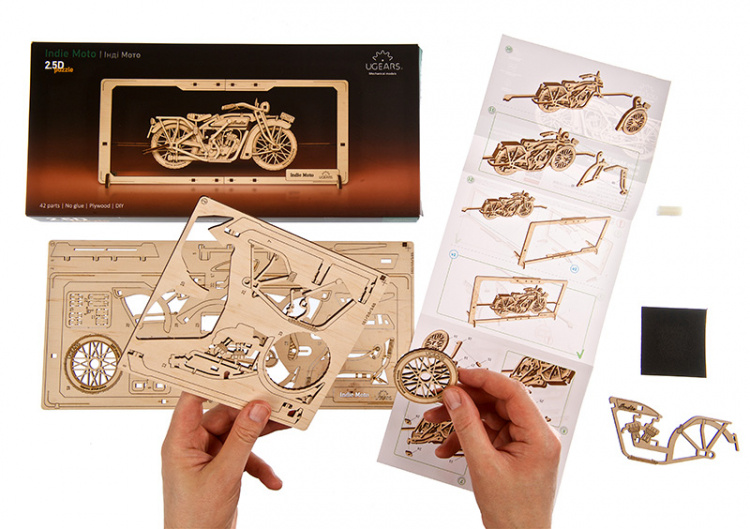 Ugears Indie Moto 2.5D Pussel