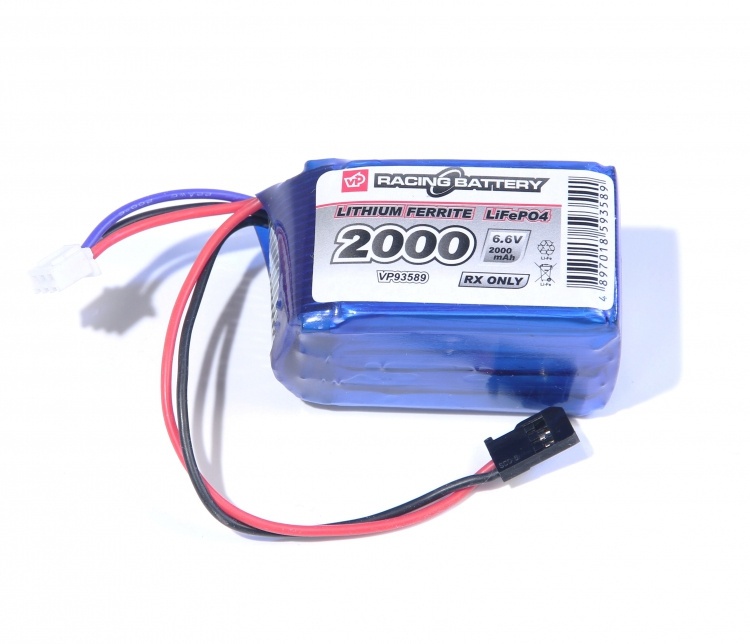 Mottagarbatteri Li-Fe 6.6V 2000mAh Kub