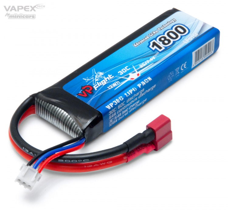 Vapex Li-Po Batteri 2S 7.4V 1800mAh 30C T-Kontakt