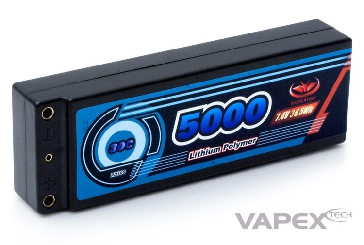 Li-Po Batteri 2S 7,4V 5000mAh 30C Hard T-kontakt