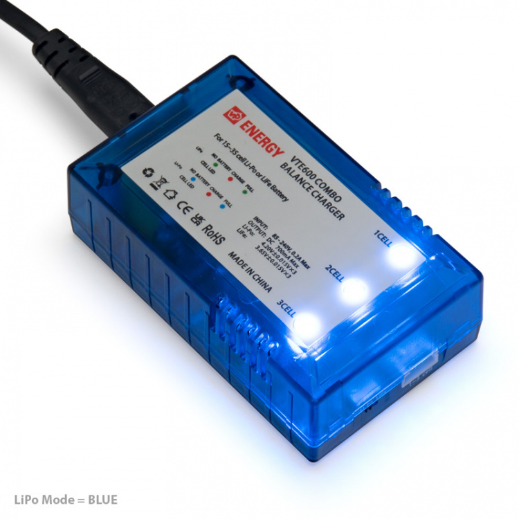 Vapex Laddare Li-Po/Li-Fe 1-3S 600mA