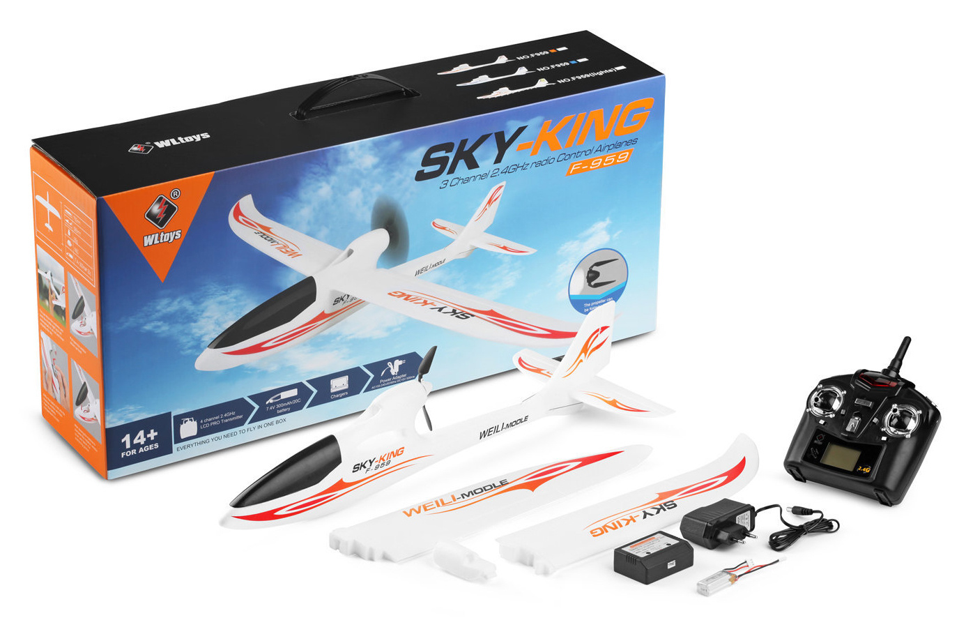 WL F959S Segelflyg 750mm RTF Röd